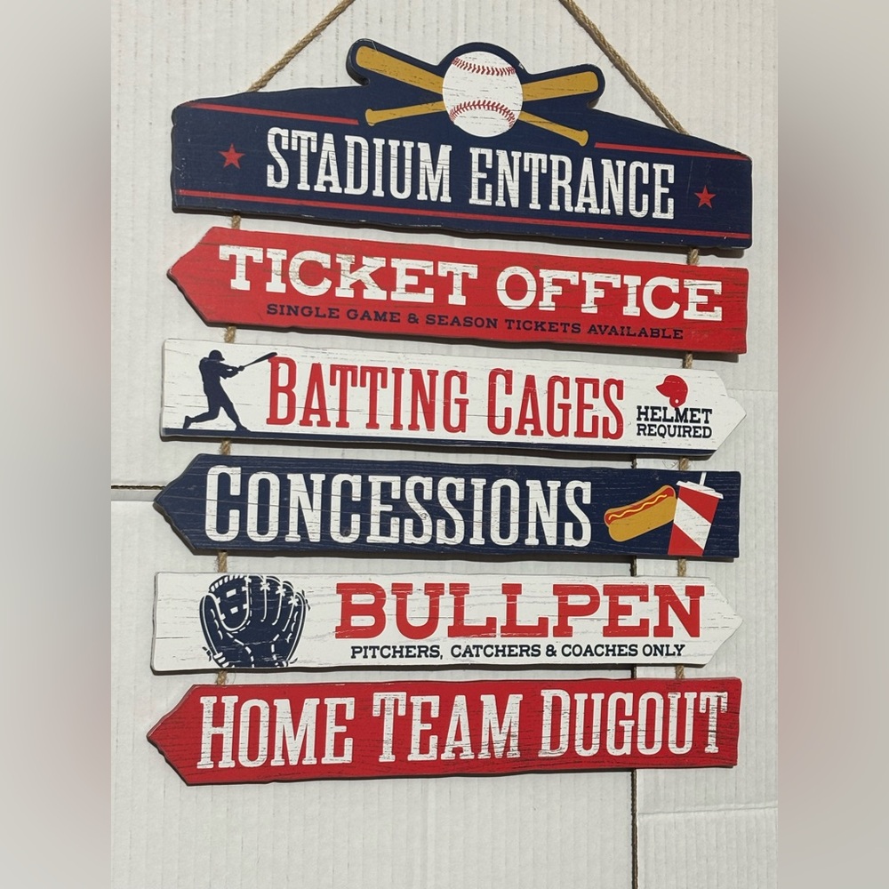 MLB Baseball Stadium Directional Sign 15”H X13”W ticket office Man cave kids rm